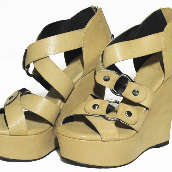 Mojo Moxy Pepper Platform 5inch Wedge Sandals - Size 6 Sandy - Picture 3 of 9